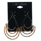 Dangle-Earrings With Bead Accents Orange & Silver-Tone