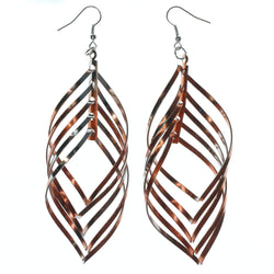 Metal Dangle-Earrings Silver-Tone & Red