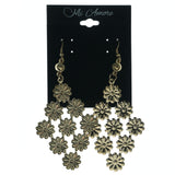 Gold-Tone Metal Dangle-Earrings With Bead Accents