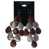 Silver-Tone & Red Colored Metal Chandelier-Earrings