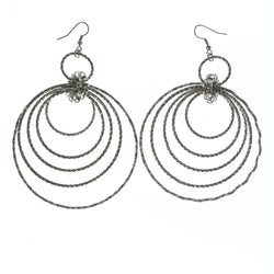 Silver-Tone Metal Dangle-Earrings