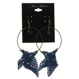Metal Dangle-Earrings With Crystal Accents Blue & Gold-Tone