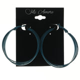 Blue & Silver-Tone Colored Metal Hoop-Earrings