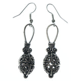 Silver-Tone & Black Colored Metal Dangle-Earrings