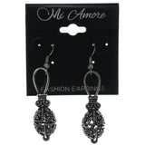 Silver-Tone & Black Colored Metal Dangle-Earrings