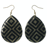 Gold-Tone & Black Colored Metal Dangle-Earrings