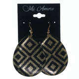 Gold-Tone & Black Colored Metal Dangle-Earrings