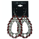 Red & White Colored Metal Dangle-Earrings