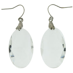 Clear & Silver-Tone Colored Metal Dangle-Earrings With Crystal Accents