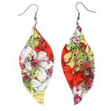 Multi & Silver-Tone Colored Plastic Dangle-Earrings With Bead Accents