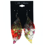 Multi & Silver-Tone Colored Plastic Dangle-Earrings With Bead Accents