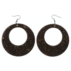 Brown & Gold-Tone Colored Metal Dangle-Earrings