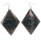 Red & Silver-Tone Colored Metal Dangle-Earrings