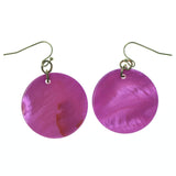 Pink & Gold-Tone Colored Plastic Dangle-Earrings