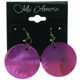 Pink & Gold-Tone Colored Plastic Dangle-Earrings