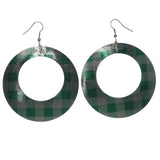 Metal Dangle-Earrings Silver-Tone & Green