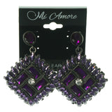 Metal Dangle-Earrings With Crystal Accents Purple & Silver-Tone