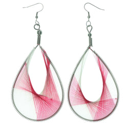 Fabric Dangle-Earrings White & Pink