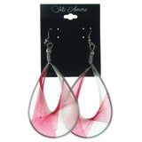 Fabric Dangle-Earrings White & Pink