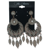 Metal Dangle-Earrings With Bead Accents Brown & White