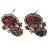 Metal Stud-Earrings With Stone Accents Pink & Silver-Tone