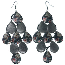 Silver-Tone & Multi Colored Metal Chandelier-Earrings