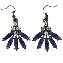 Blue & Clear Colored Metal Dangle-Earrings With Crystal Accents