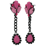 Acrylic Dangle-Earrings With Bead Accents Pink & Black