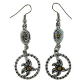 Metal Dangle-Earrings With Crystal Accents Silver-Tone & Yellow