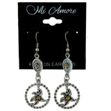 Metal Dangle-Earrings With Crystal Accents Silver-Tone & Yellow
