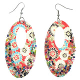 Plastic Dangle-Earrings With Bead Accents Multi & Silver-Tone