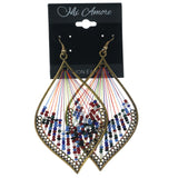 Multi & Gold-Tone Colored Metal Dangle-Earrings With Bead Accents