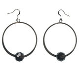 Metal Dangle-Earrings With Bead Accents Silver-Tone & Black