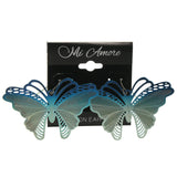 Metal Butterfly Dangle-Earrings Blue & Silver-Tone