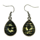 Metal Dangle-Earrings With Crystal Accents Silver-Tone & Green