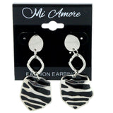 Silver-Tone & Black Colored Metal Dangle-Earrings