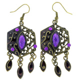 Metal Dangle-Earrings-Earrings With Stone Accents Gold-Tone & Purple