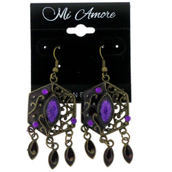 Metal Dangle-Earrings-Earrings With Stone Accents Gold-Tone & Purple