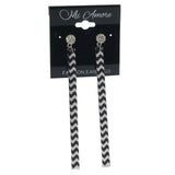 Metal Dangle-Earrings With Crystal Accents Silver-Tone & Black