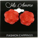 Rose Flower Stud-Earrings Pink Color LQE1586