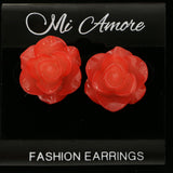 Rose Flower Stud-Earrings Pink Color LQE1586