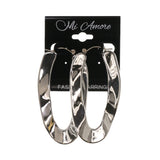 Silver-Tone Metal Hoop-Earrings #LQE1601