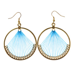 Blue & Gold-Tone Colored Metal Dangle-Earrings #LQE1602