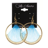 Blue & Gold-Tone Colored Metal Dangle-Earrings #LQE1602