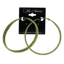 Glitter Sparkle Hoop-Earrings Green Color #LQE1603