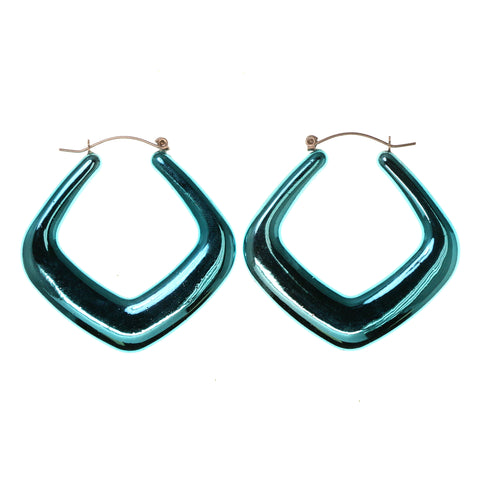 Blue Metal Hoop-Earrings #LQE1607