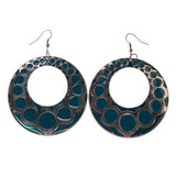 Blue & Silver-Tone Colored Metal Dangle-Earrings #LQE1608