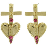 Metal Stud-Earrings With Crystal Accents Gold-Tone & Pink