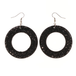 Black Acrylic Dangle-Earrings With Crystal Accents #LQE1623