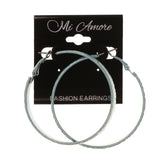 Blue Metal Hoop-Earrings #LQE1627